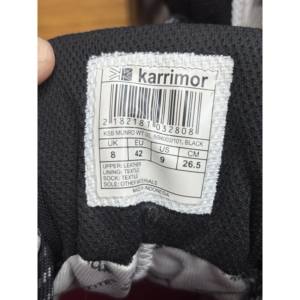 Karrimor KSB Munro Waterproof Leather Hiking Boots Mens US 9 Black Walking Trail